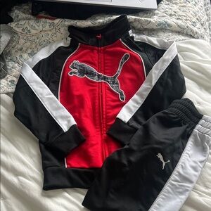 Puma Kids Black and Red Jogger Set